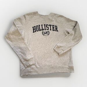 Hollister Sweater Womens M Pullover Sweatshirt Crewneck Spell Out Grey